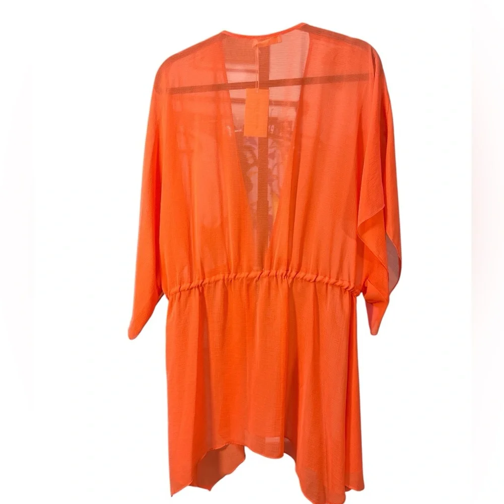 NWT Ramy Brook Judith Orange Sheer‎ Swim Cover-Up Dress Medium MSRP $245
